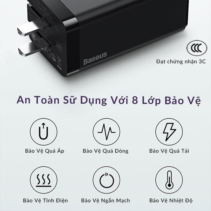 ✔️HÀNG CHÍNH HÃNG-BẢO HÀNH 12 THÁNG ✔️CỦ SẠC NHANH BASEUS 65W GAN 2 PRO DÀNH CHO MỌI THIẾT BỊ ĐIỆN THOẠI IPHONE IPAD