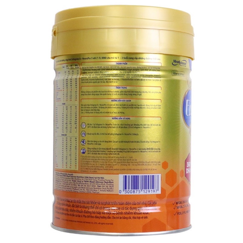 Sữa bột Enfagrow A+3 830g vị nhạt