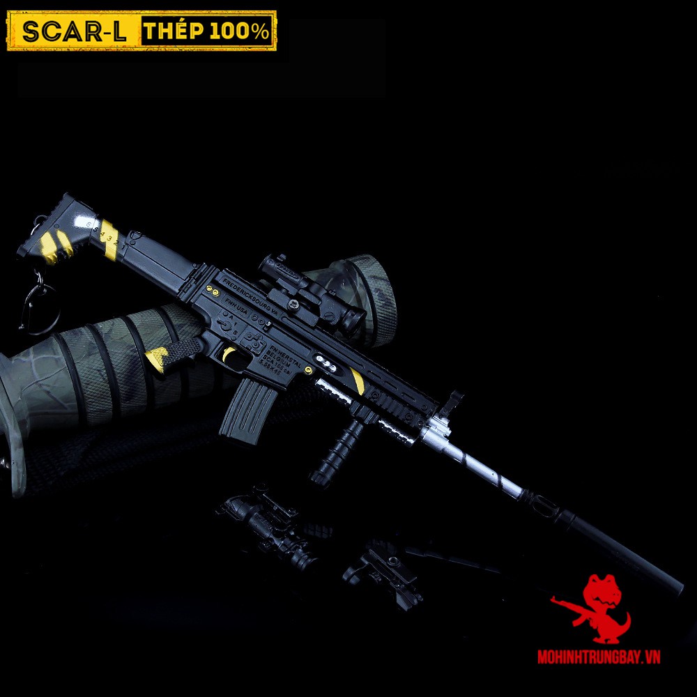 Mô Hình PUBG Scar SKin Black Tặng Kèm 3 Scope Và Kệ Trưng Bày 19cm