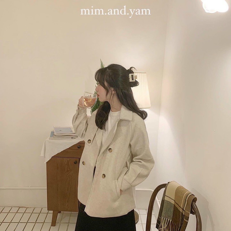 Áo Khoác Dạ Cổ Vest Kèm Dây Đai Thắt Eo Phong Cách VinTage Hàn Quốc ❤️