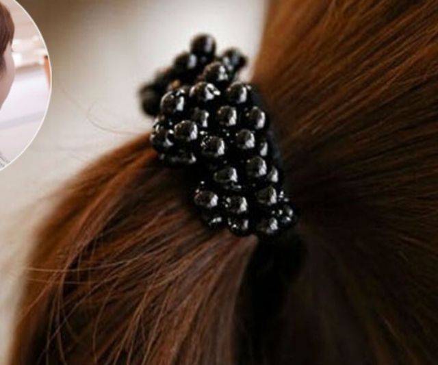 Buộc tóc có hạt màu đen huyền