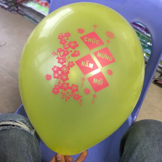 Sỉ 100 quả bóng bay CHÚC MỪNG NĂM MỚI nhiều màu siêu dai
