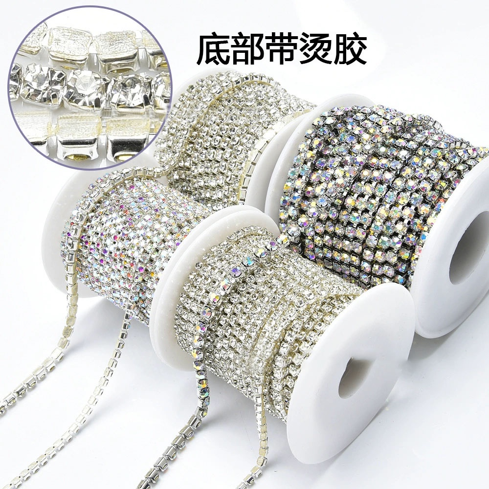 Dây Xích Bằng Sắt Dày Dặn Đính Đá Nhiều Màu Sắc Trang Trí Quần Áo/Túi Xách 1860469
