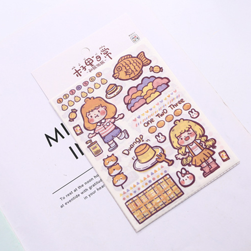 Bộ 4 tấm nhãn dán họa tiết xinh xắn chuyên dụng cho trang trí thủ công Muzili ST263