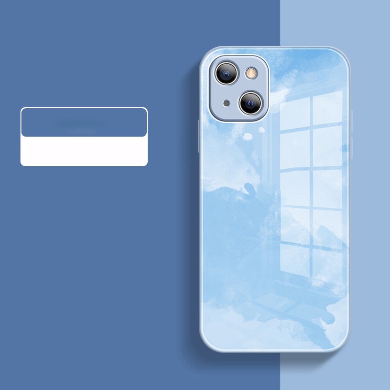 Ốp điện thoại mặt kính cường lực màu nước cho iPhone 11 Pro Max 7 8 plus