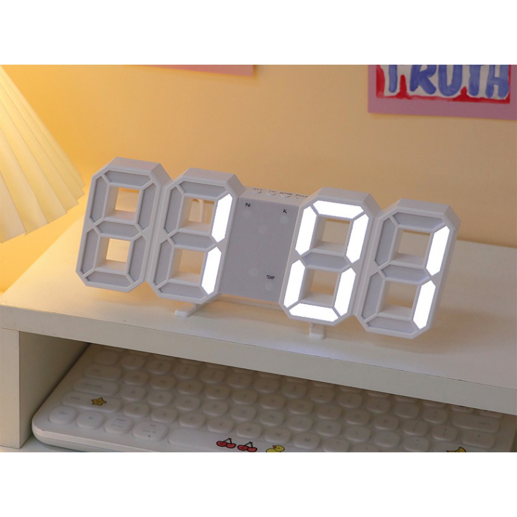 Đồng hồ LED 3D phong cách Hàn Quốc gọn gàng, hiện đại - treo tường, để bàn, LED
