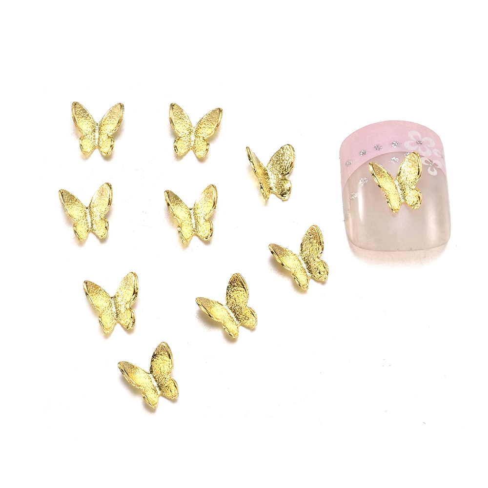 Set 10 Móng Tay Giả Trang Trí Hình Bướm 3D Xinh Xắn