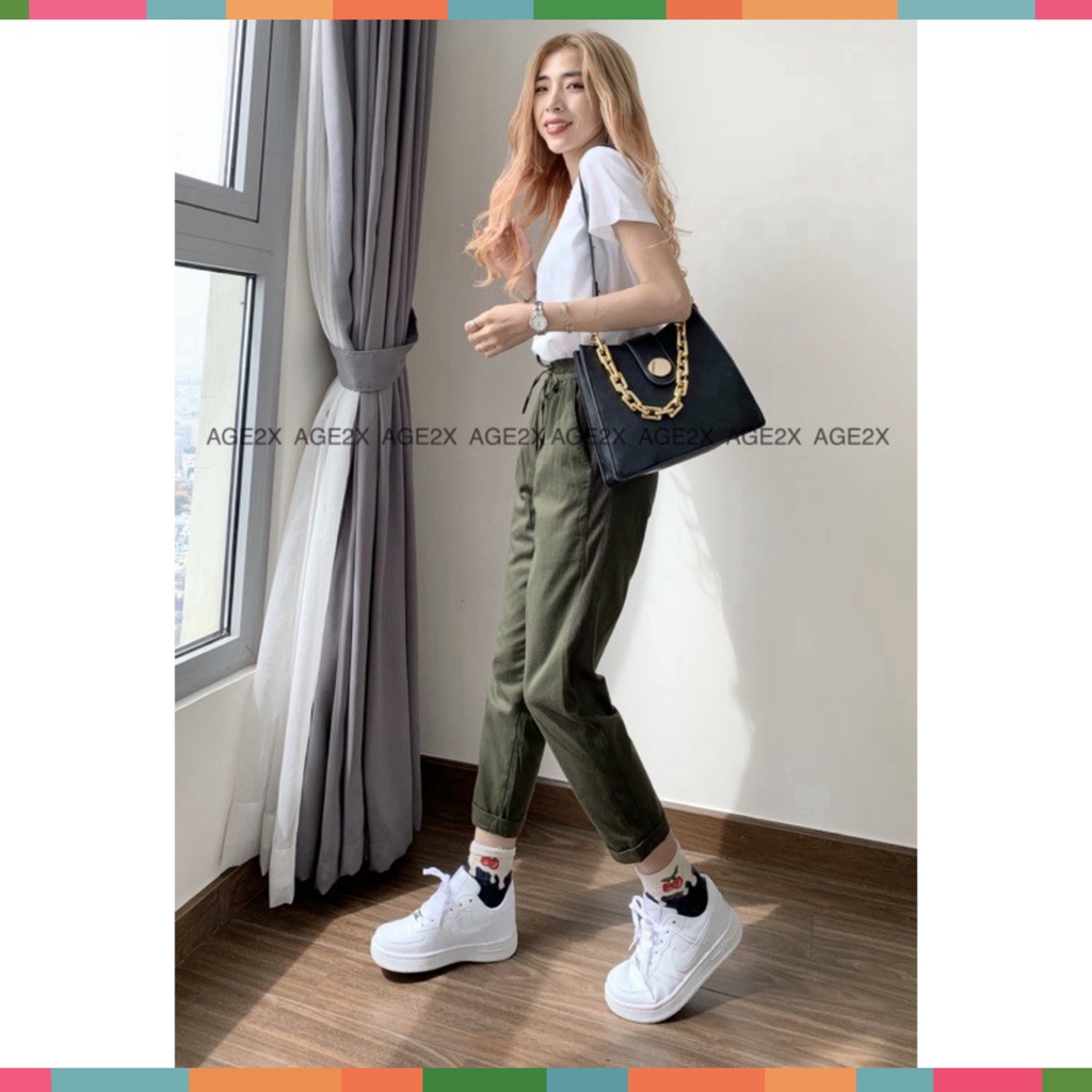 BAGGY KAKI NỮ AGE2X Phối dễ dàng với giày cao gót , giày thể thao . Hầu hết mix cực yêu với các phom áo