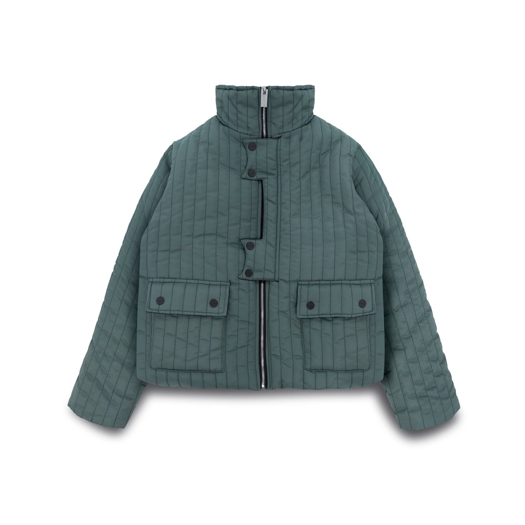Áo khoác phao 'GOLDIE PUFFER' 02 lớp chần bông màu xanh lá đậm