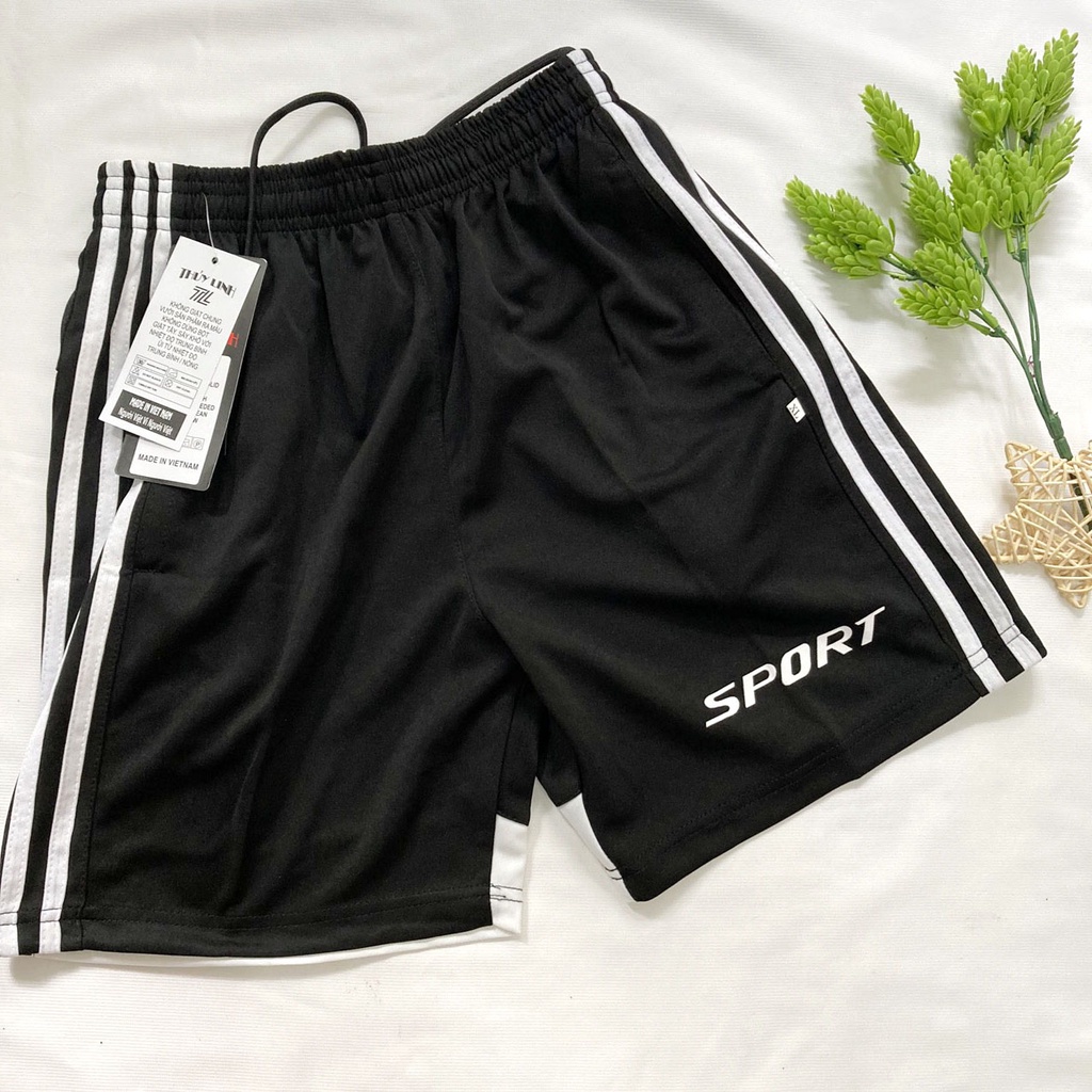 Quần đùi short ngắn nam từ 40kg - 65kg phối 3 sọc có dây rút và 2 túi trước - chất thun đẹp - QN105