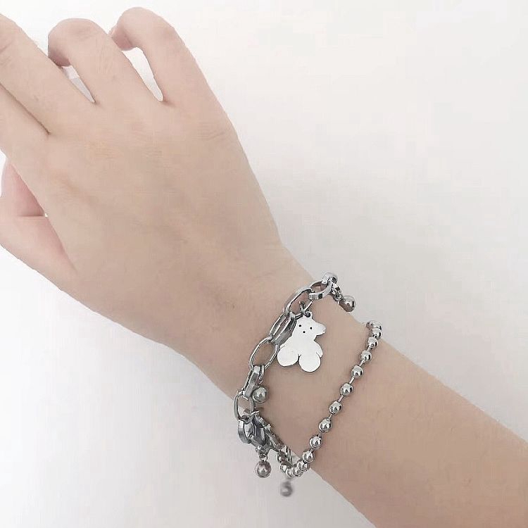 Vòng Tay Gắn Mặt Hình Gấu Cá Tính Độc Đáo Phong Cách Harajuku