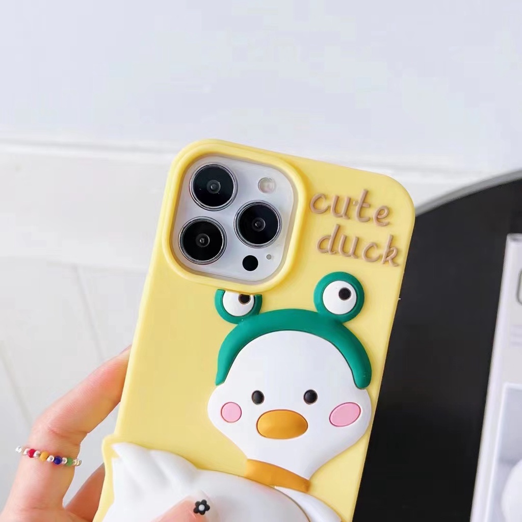 Ốp Điện Thoại Silicon Mềm Chống Sốc Họa Tiết Chú Vịt Hoạt Hình Cho iPhone 13 12 11 Pro Max XR XS Max X