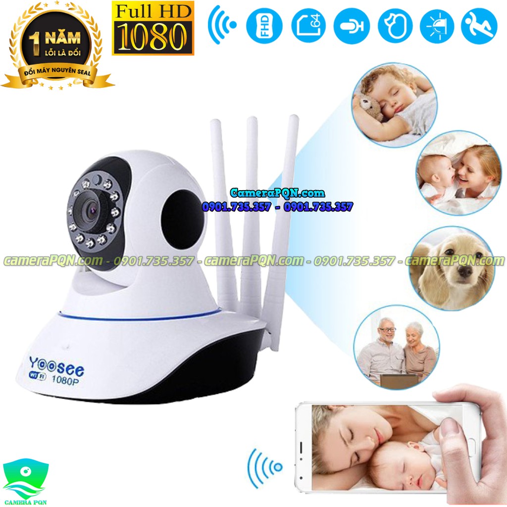 Camera Wifi  3 Râu 2.0 Full HD 1080P Kèm Thẻ Nhớ 64GB