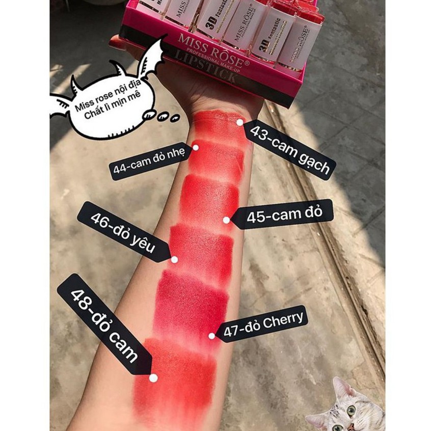 Son Thỏi lì Miss Rose Vỏ Trắng Mượt mịn môi Chính Hãng lipstick lâu trôi chính hãng nội địa sỉ tốt- GIÁ RẺ 09