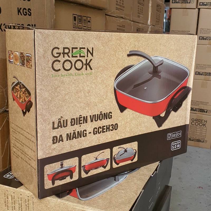 NỒI LẨU, NƯỚNG ĐIỆN ĐA NĂNG GREEN COOK 5 LÍT 30CM