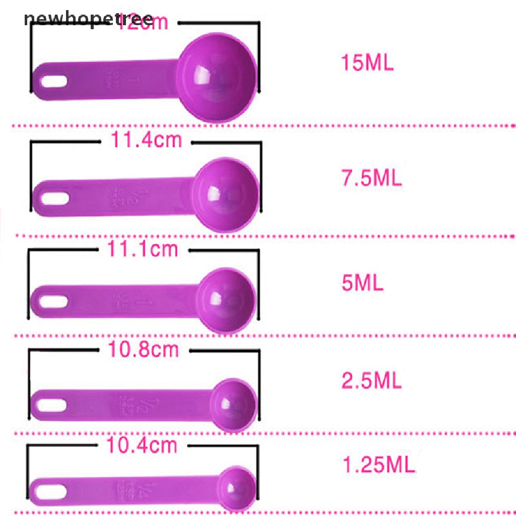 Bộ 5 Muỗng Đo Lường Bằng Nhựa Dùng Trong Nấu Nướng Tiện Dụng