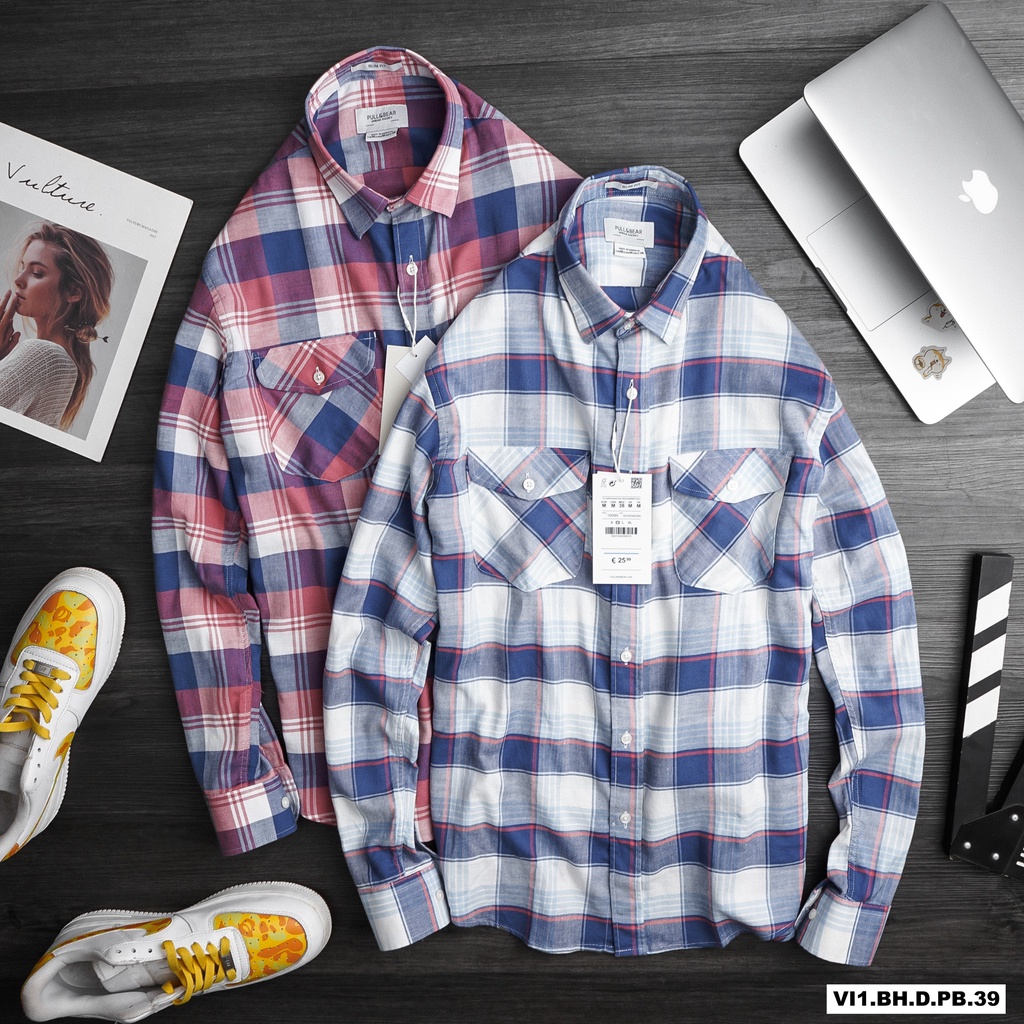 Aó sơ mi NAM kẻ caro PB (Form Slim,chất vải Flannel mềm mịn Hàng VNXK) | BigBuy360 - bigbuy360.vn