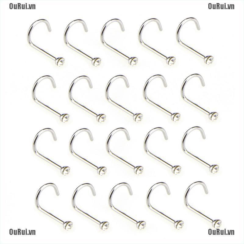 Set 20 Khuyên Mũi Đính Đá Pha Lê Cá Tính