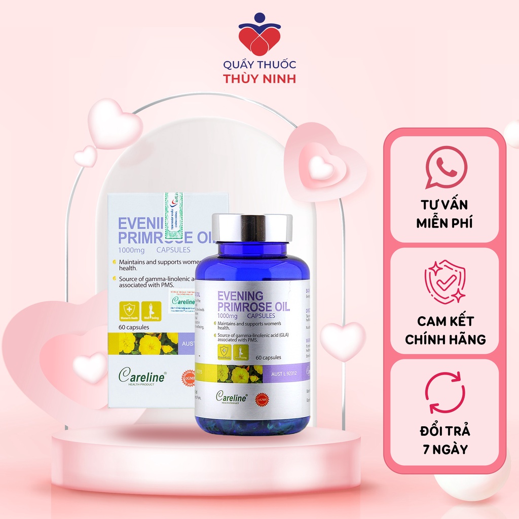 Viên Uống Tinh Dầu Hoa Anh Thảo Úc Careline Evening Primrose Oil 1000mg Tăng Cường Sức Khoẻ Da Và Nội Tiết - 60 Viên