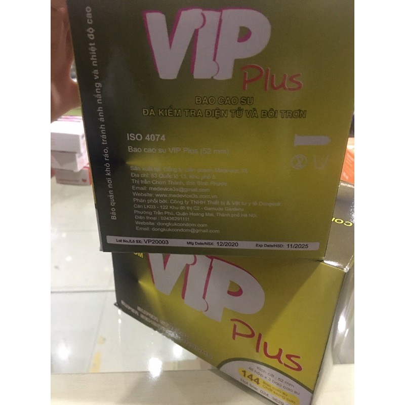 Bao cao su vip plus hộp 144 chiếc