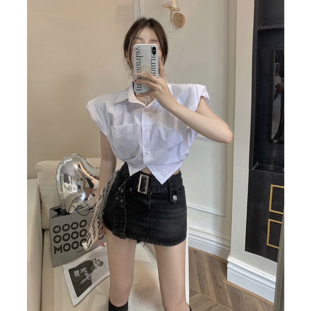 QKOOLE Áo sơ mi  dáng rộng thời trang Hàn Quốc dành cho nữ