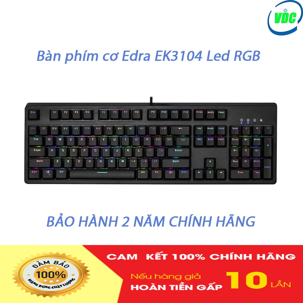 Bàn phím cơ E-Dra EK3104 Led RGB - Bàn phím cơ đang khuấy đảo cộng đồng game thủ - Full Switch - BẢO HÀNH 24 THÁNG | WebRaoVat - webraovat.net.vn