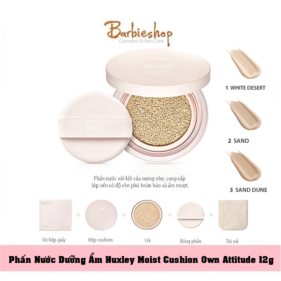 Phấn Nước Che Khuyết Điểm, Cấp Ẩm Và Làm Dịu Da Hoàn Hảo HUXLEY MOIST CUSHION; OWN ATTITUDE