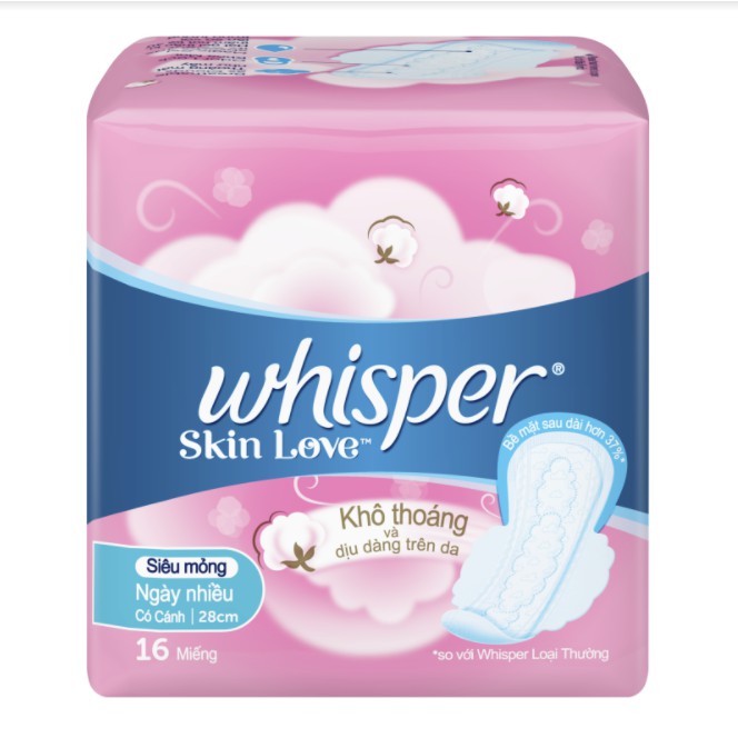 Băng vệ sinh Whisper Skinlove 28cm ngày nhiều và đêm