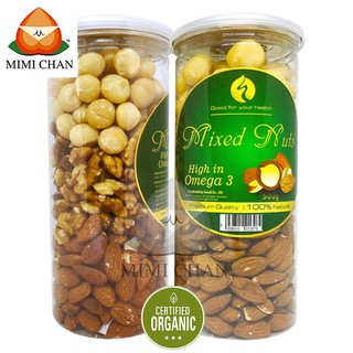 Hộp Mix Nhân 3 Loại Hạt Đã Tách Vỏ Hũ 500gr Óc Chó Vàng, Mắc Ca, Hạnh Nhân, Macca Sức Đề Kháng