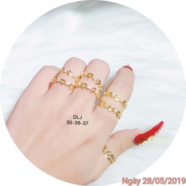 Nhẫn nữ hình tim vàng 10 đính đá