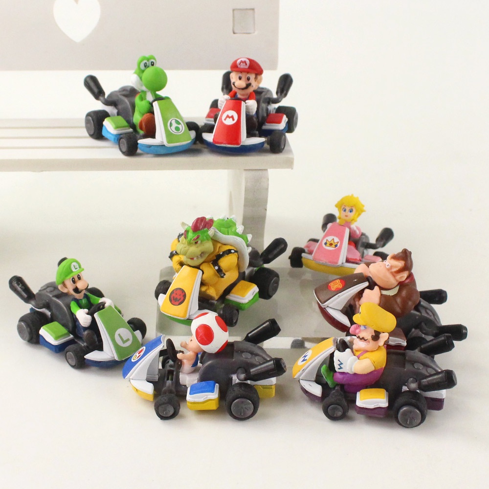 NINTENDO Bộ 8 Mô Hình Nhân Vật Game Super Mario Bros Luigi Mario Yoshi Bowser Koopa Wario Toad kong