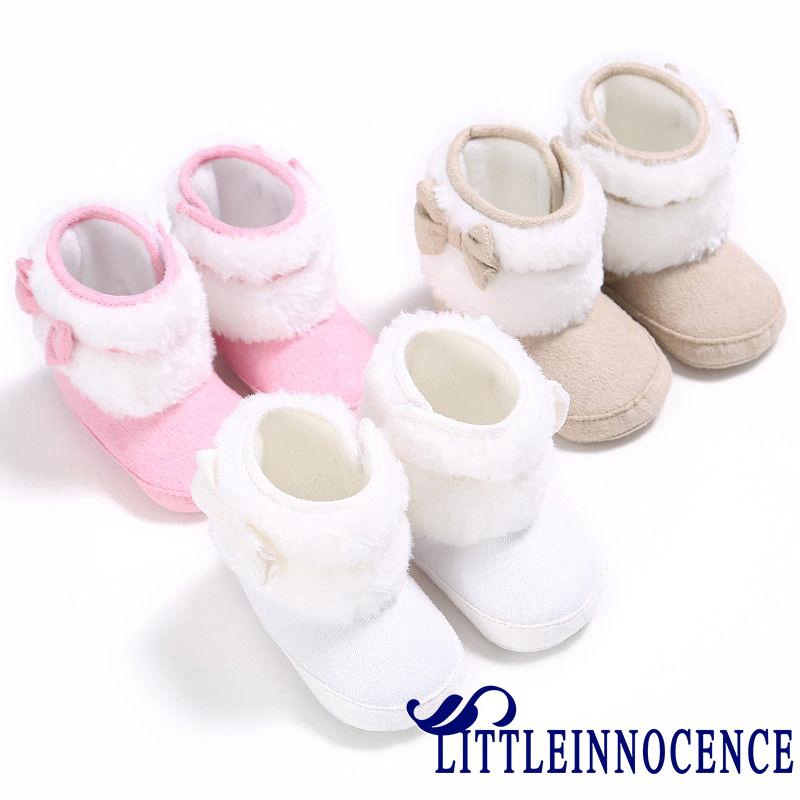 ❤XZQ-Newborn Kids Baby Girls Snow Shoes Winter Soft Sole Prewalker Crib Plush Boots