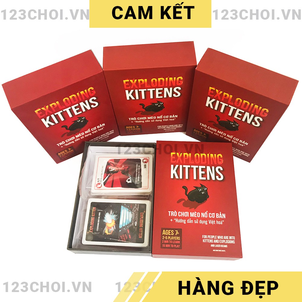 Bộ bài Mèo nổ Exploding Kittens, board game thẻ bài Việt hóa cơ bản chính hãng, chất lượng cao cho 2 - 5 người chơi