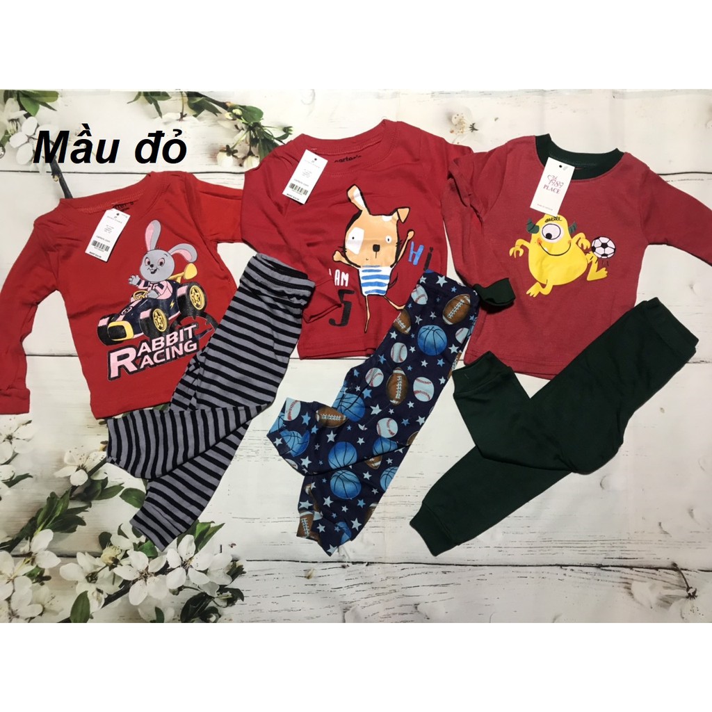 Bộ quần áo dài tay Cotton Bozip Hoạt hình cho bé trai