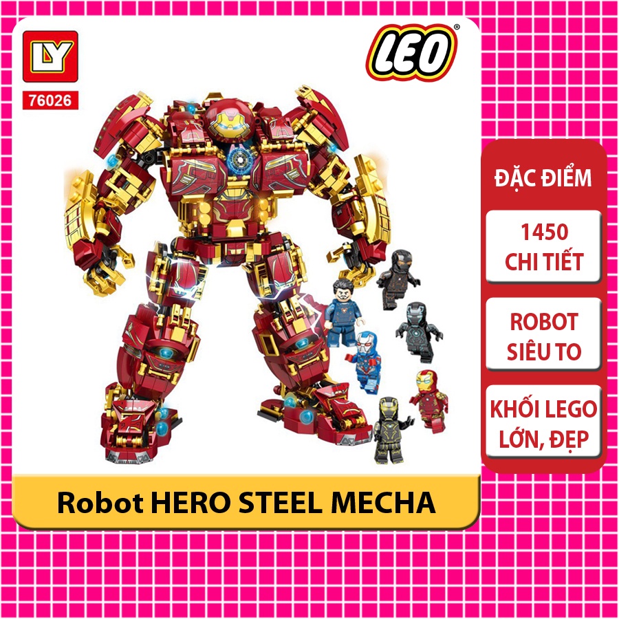 Lego robot Hero Steel Mecha 1450 mảnh ghép, đồ chơi lắp ráp mô hình lego người sắt Iron Man nhiều kích thước