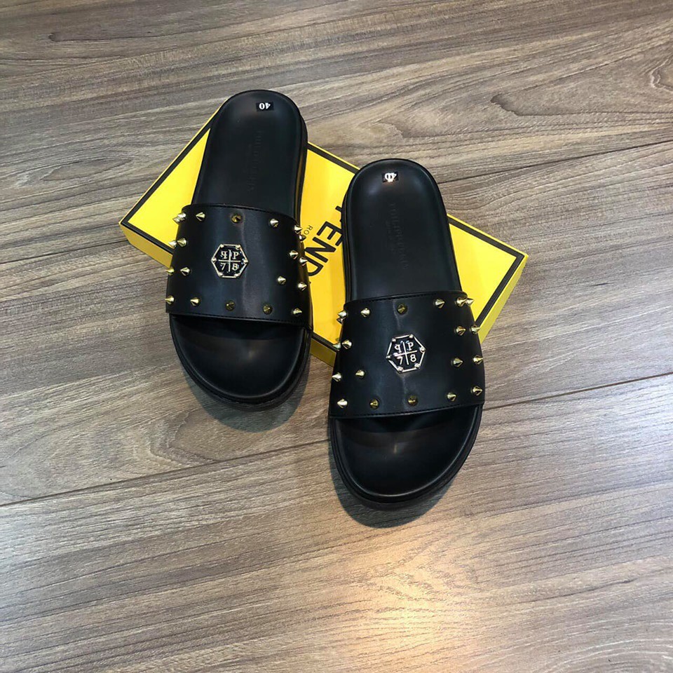 Shop chất, xịn Dép thời trang Philipp Plein siêu cấp đính đá chuẩn đẹp
