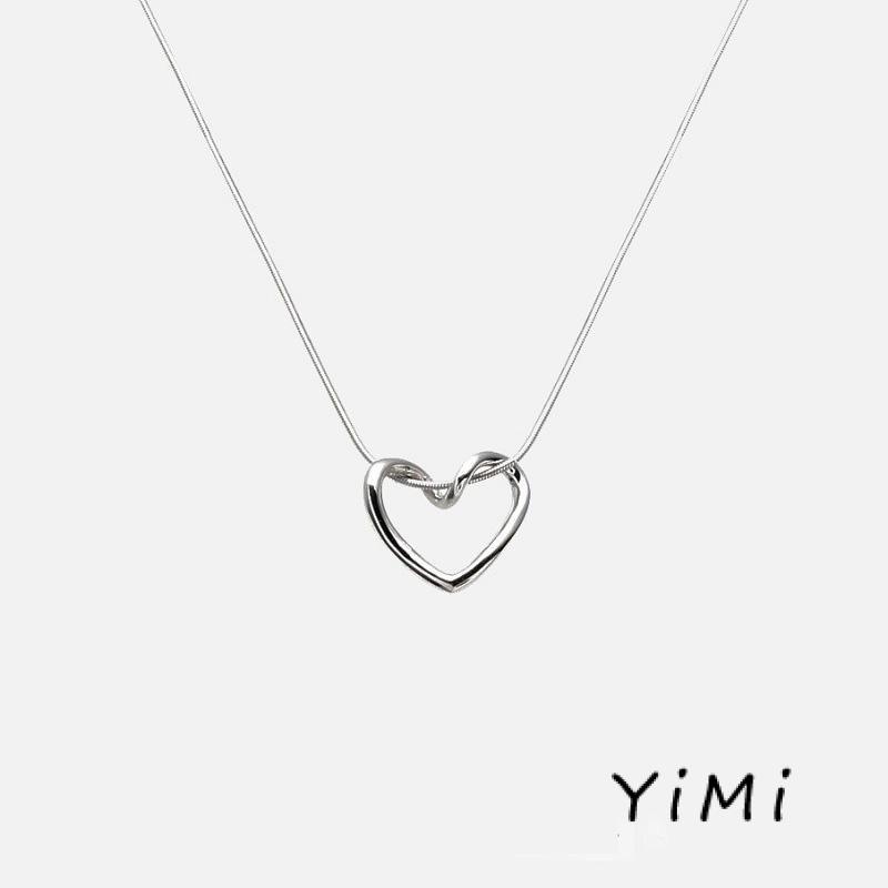 Vòng cổ bạc  mặt trái tim đơn giản thời trang cho nữ