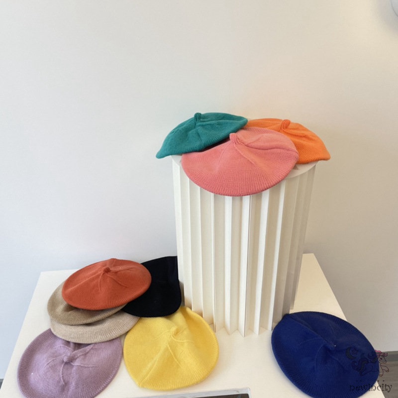 Mũ nồi màu trơn mềm mại phong cách Hàn Quốc cho bé