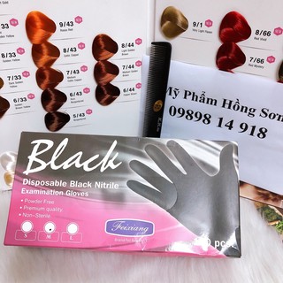 Găng tay phun xăm y tế thẩm mỹ , Bao tay đen Black hộp 50 chiếc