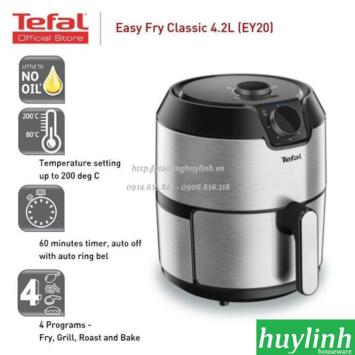 [Mã ELHAMS5 giảm 6% đơn 300K] Nồi chiên không dầu Tefal EY201D15 - 4.2 lít - 1500W