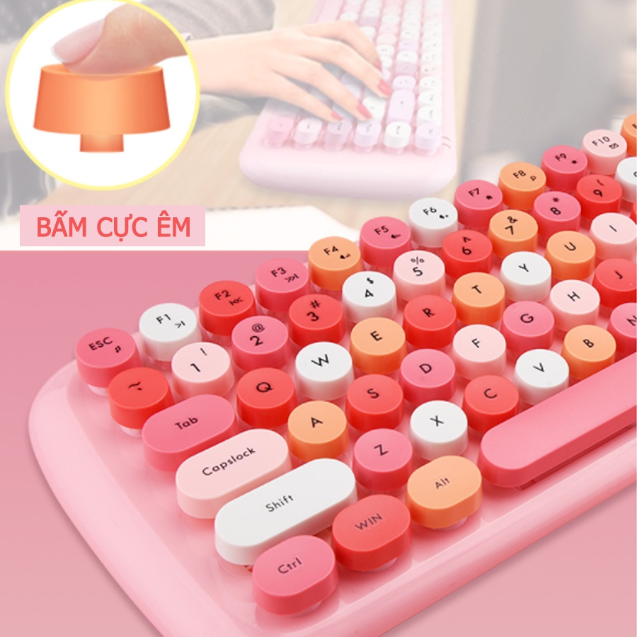 Combo bàn phím và chuột không dây Mofii Candy dễ thương, hàng chính hãng, 84 phím, dùng cho laptop tivi ipad điện thoại