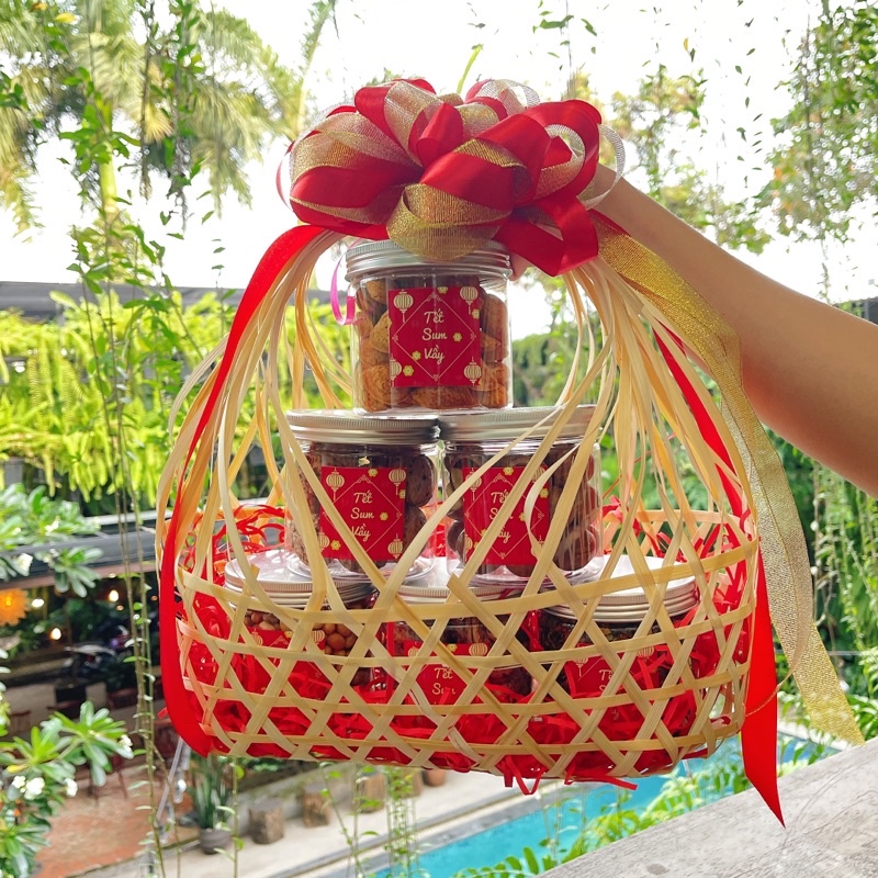 SET GIỎ QUÀ TẾT ĐAN TRE (Hạt Dinh Dưỡng) | BigBuy360 - bigbuy360.vn