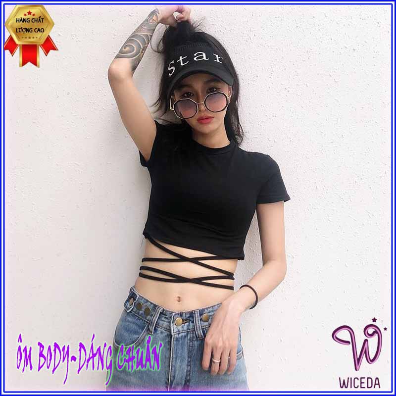 Áo croptop đan dây xinh,áo kiểu body ôm dáng 100% cotton mềm mịn co giãn siêu xinh Wiceda CRT260