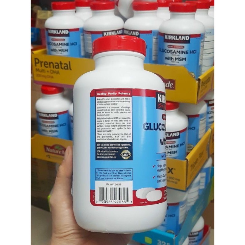 Viên uống Glucosamin HCL 1500mg With MSM 1500mg glucosamine KIRKLAND 375 Viên