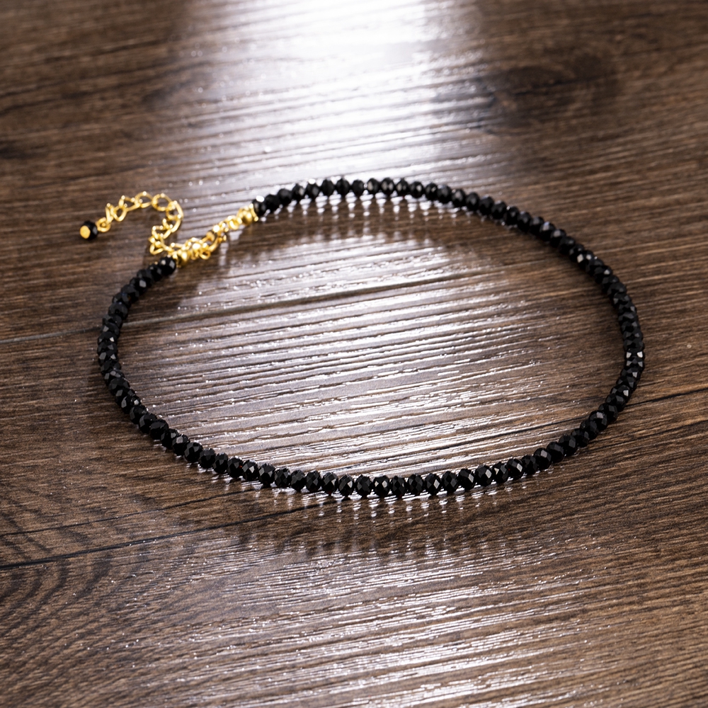 Vòng Cổ Choker Đính Đá Pha Lê Đen Quyến Rũ