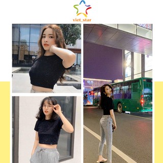 Áo croptop purl black body ôm mềm mát - viet_star