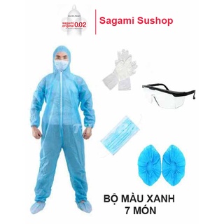 ( Hàng chuẩn )Bộ đồ bảo hộ phòng Chống dịch ,vải không dệt dầy dặn, kính thời trang xịn (7 món )