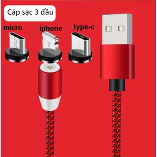 Cáp sạc đa năng,nam châm 3 đầu hít từ,cáp sạc nam châm có 3 đầu ,Micro USB,Type-C