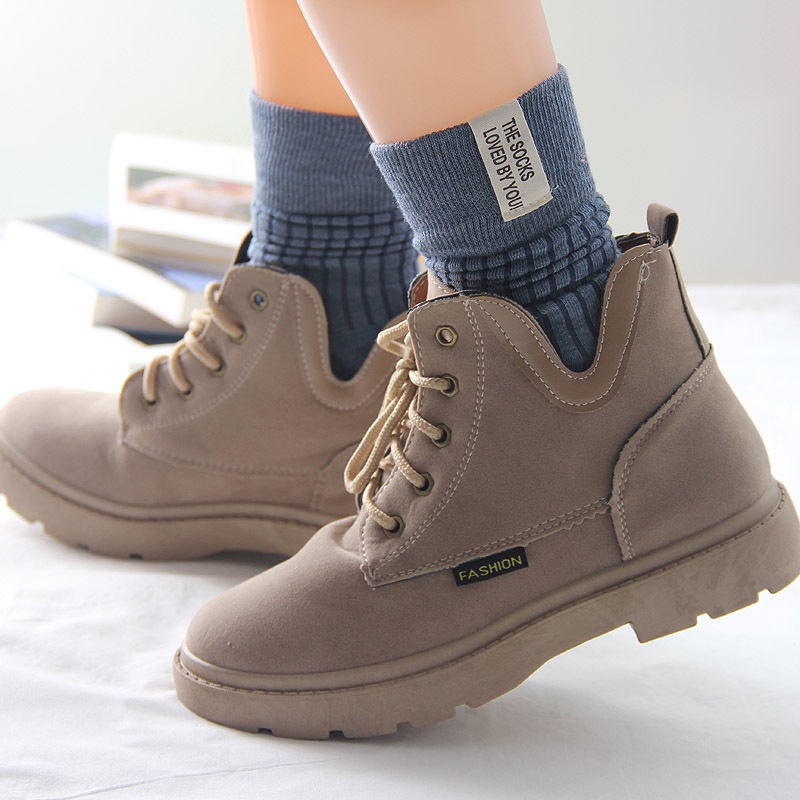 Vớ WAFNHA D318 cổ cao vừa cotton màu trơn thời trang cho nữ