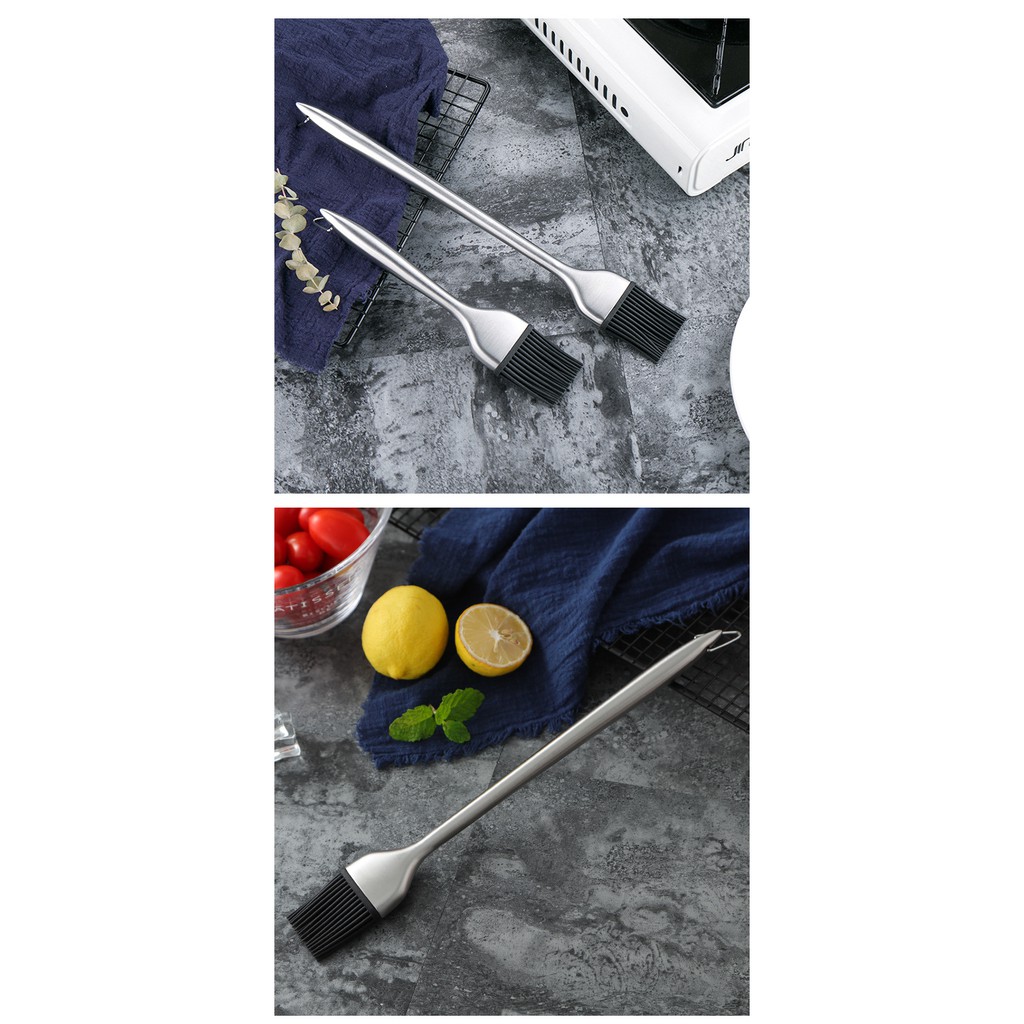 Chổi quét dầu ăn, đồ nướng silicon cán inox không rỉ IN56